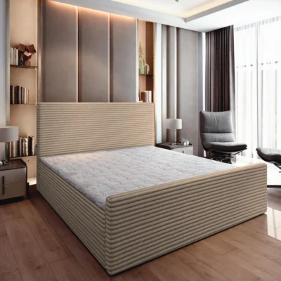 MASSENO Boxspringbett BRENTO in Beige, Liegefläche 140x200 cm – mit Bettkasten